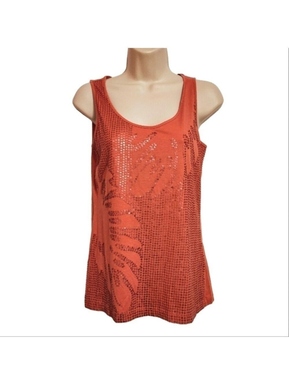 Dana Buchman Coral Floral Sequin Tank Top X-Small